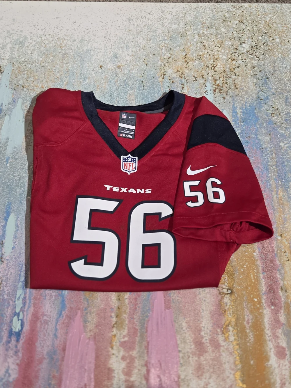 Nike Texans #56 Red Football Jersey with Black Accents